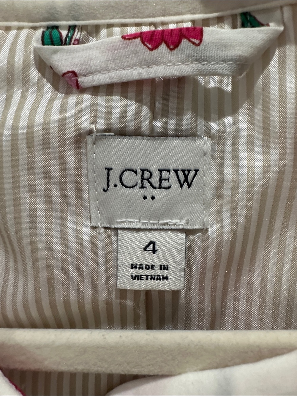 J. Crew White Quilted Jacket with Pink & Red Floral Embroidery - Picture 4 of 5